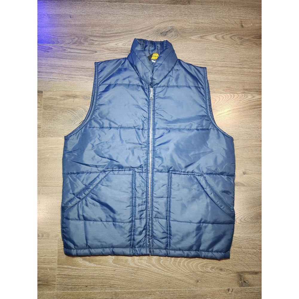 Vintage Weathercaster Puffer Vest Blue Quilted Made in USA Mens Medium Gorpcore